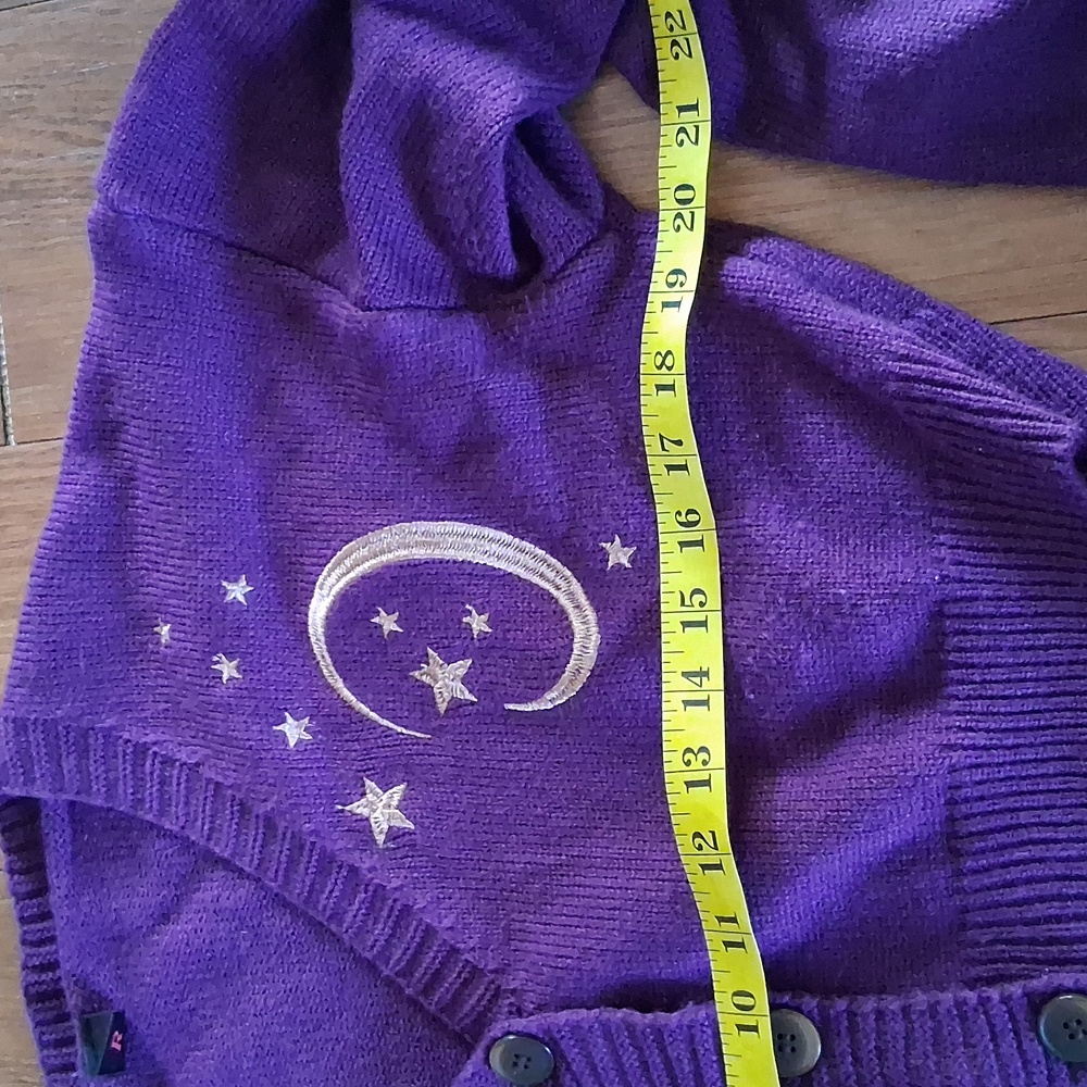 ROMWE Purple Cardigan with Star and Moon Embroidery - Picture 14 of 16